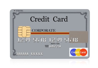 Credit card on white reflective surface.with clipping path